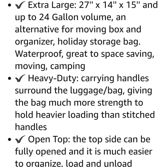 NEW 24 Gallon Heavy Duty Tool Clothes Cargo Moving Bag Storage Organization - Picture 6 of 9